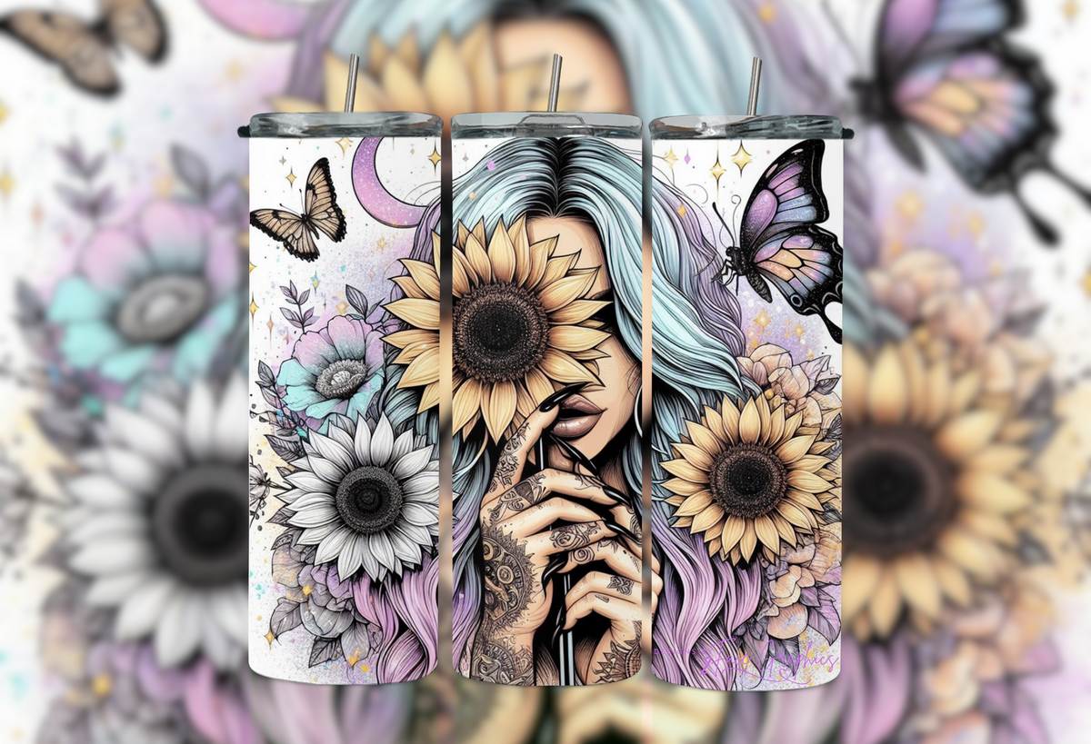 Skull Candy Girl Sunflower Hiding 2Face Graphics