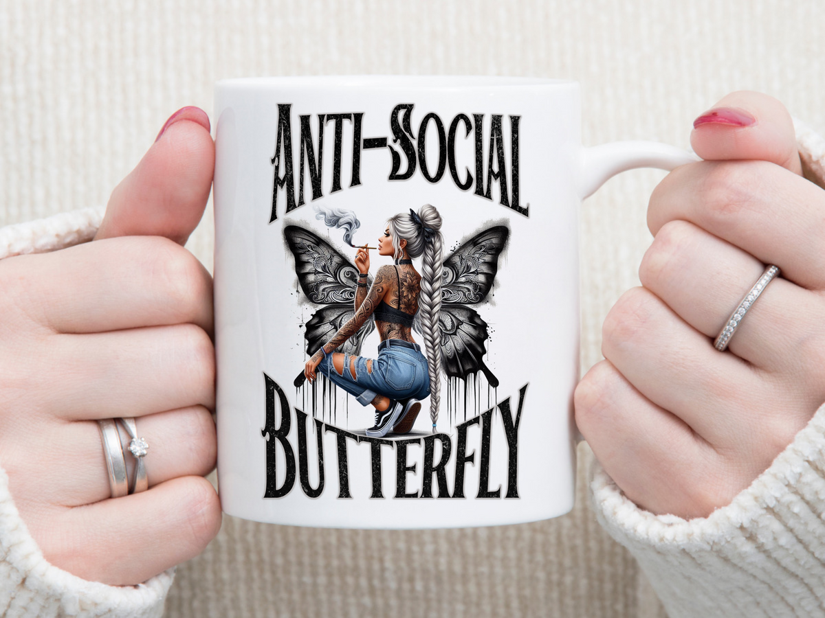 ANTI-SOCIAL Butterfly 11 oz Mug 2Face Graphics