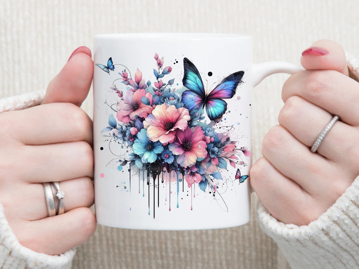 Butterflies & Flowers 11 oz Mug 2Face Graphics