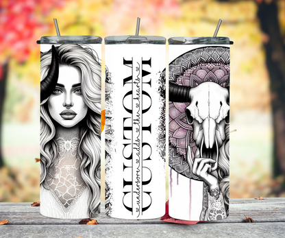 BW girl with skull 2Face Graphics