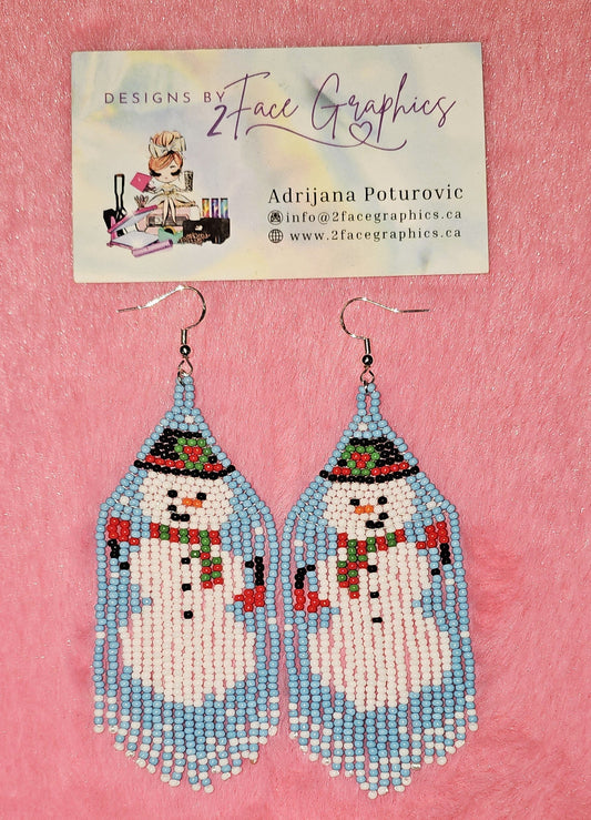 925 Silver Snowman Fringe earrings 2Face Graphics