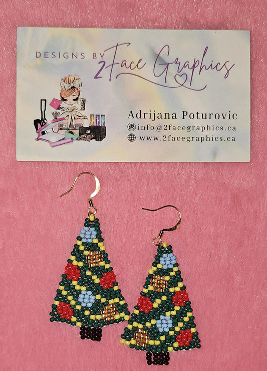 925 Silver Christmas Tree Earrings 2Face Graphics
