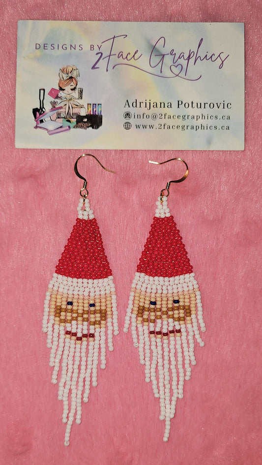 24K Gold Santa Earrings With Glasses 2Face Graphics