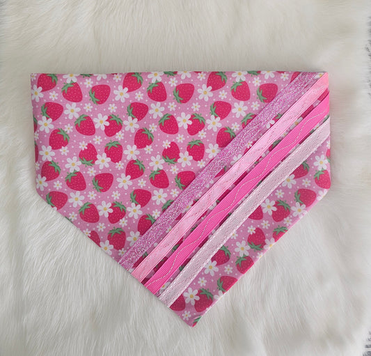 🍓 Strawberry Theme Ribbon Paws™ Dog Bandana 🐾 2Face Graphics