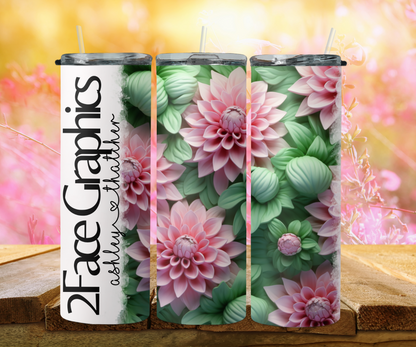 3D green pink flower 2Face Graphics