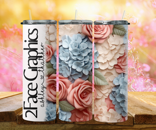 3D mix flowers blue 2Face Graphics