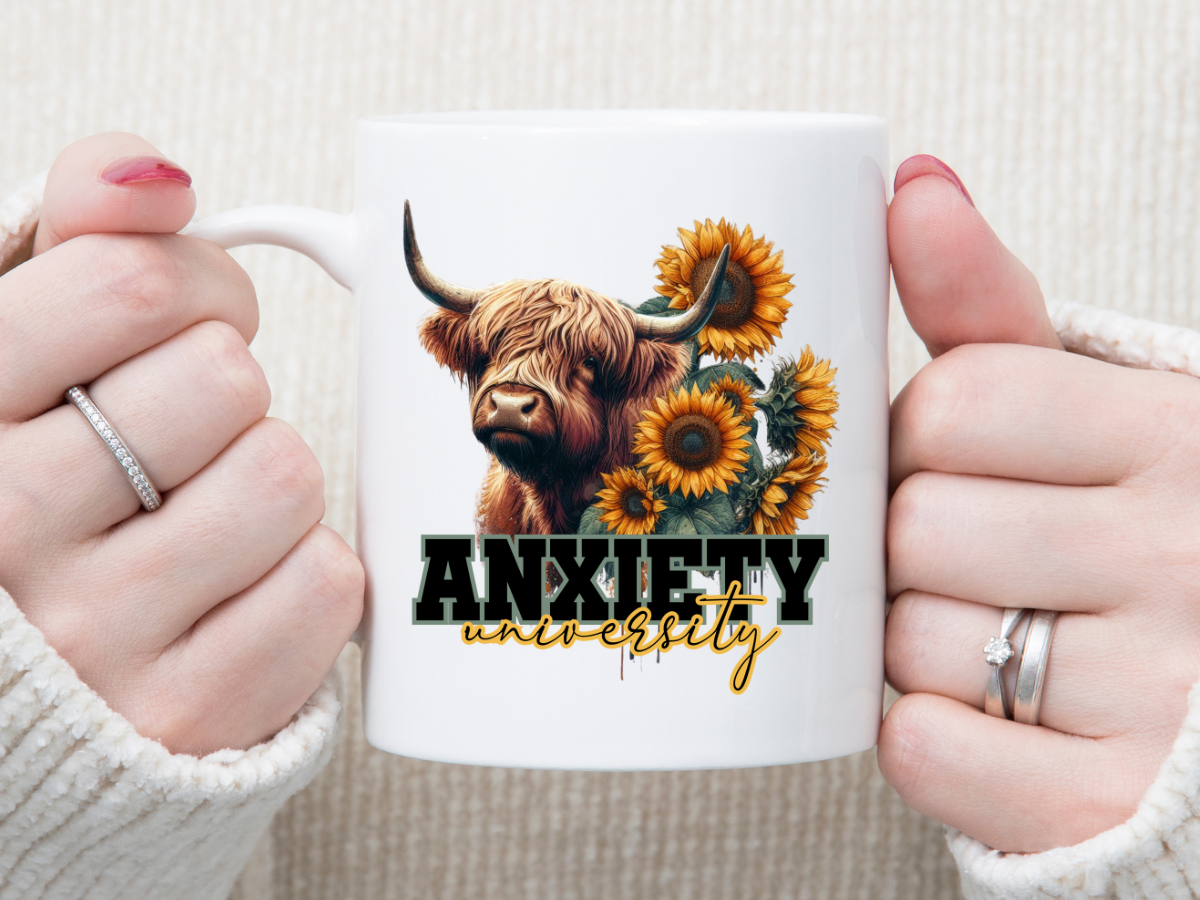 Anxiety Highland cow 11 oz Mug 2Face Graphics