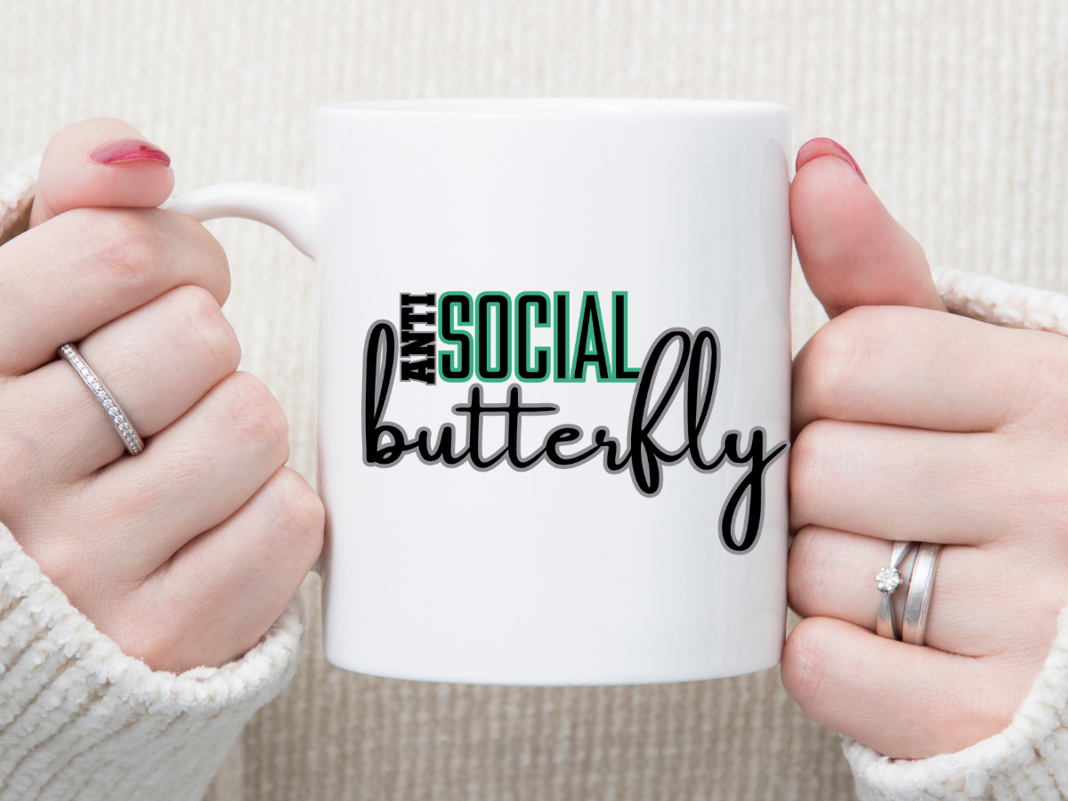 Anti Social Butterfly 11 oz Mug 2Face Graphics