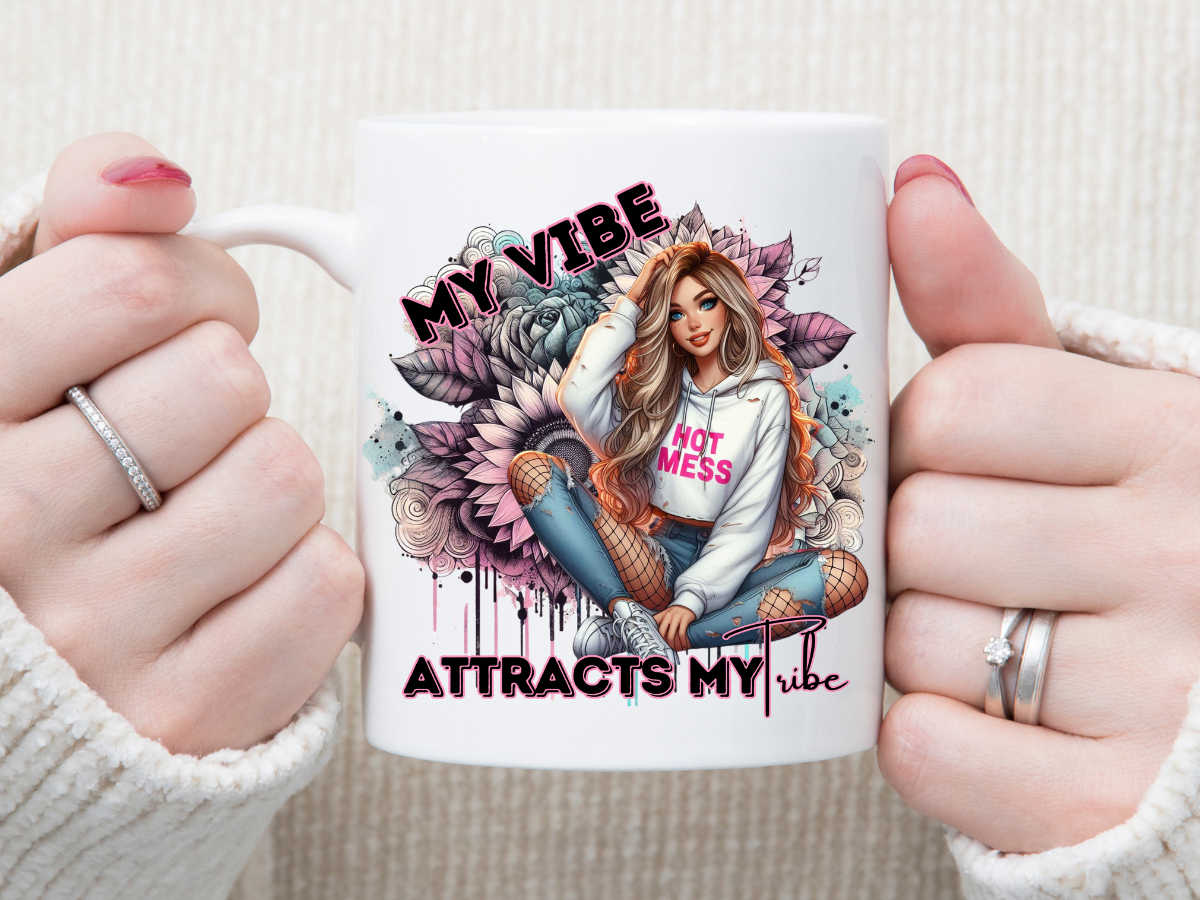 My Vibe ATTRACTS My Tribe 11 oz Mug 2Face Graphics