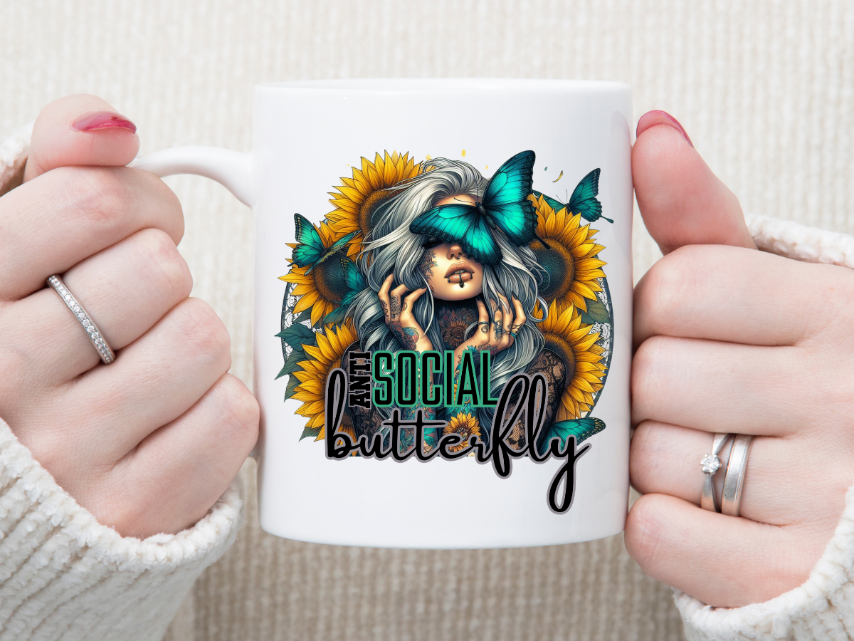 Anti Social Butterfly 11 oz Mug 2Face Graphics