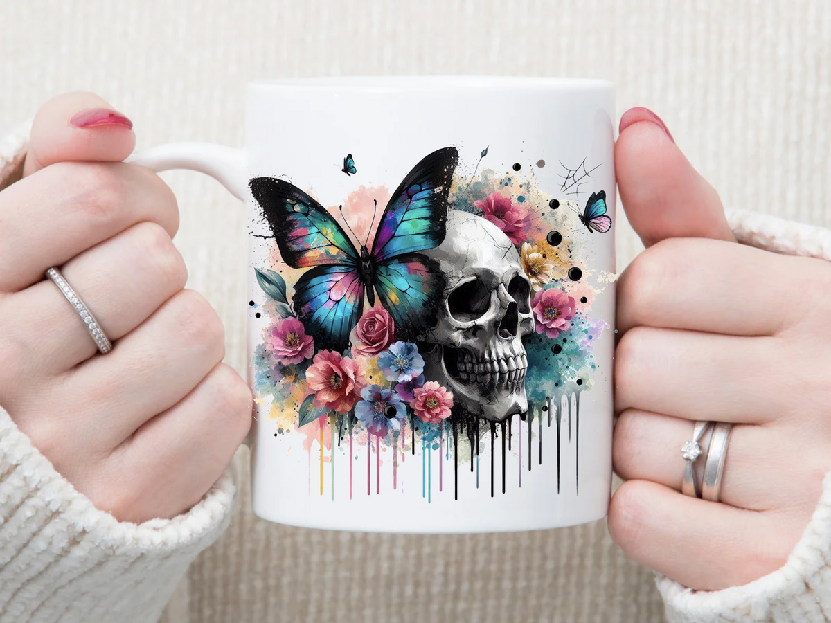 Skull Butterfly 11 oz Mug 2Face Graphics