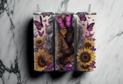 purple butterfly's with sunflowers 2Face Graphics