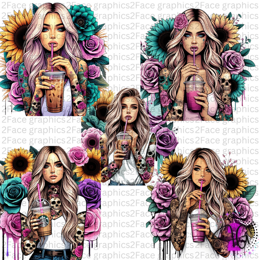 Blonde Hair Tattoo Girl 20oz wrap 2Face Graphics