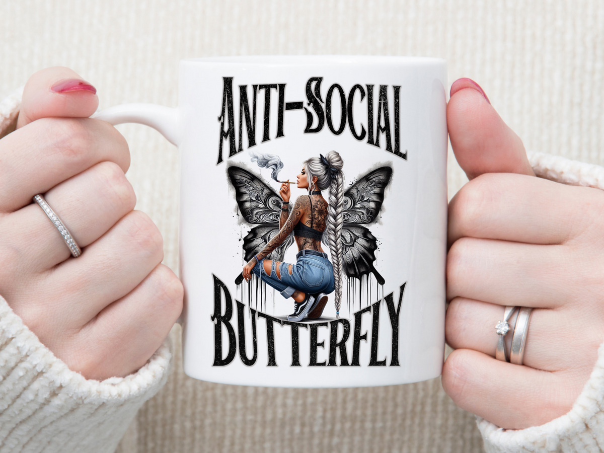 ANTI-SOCIAL Butterfly 11 oz Mug 2Face Graphics