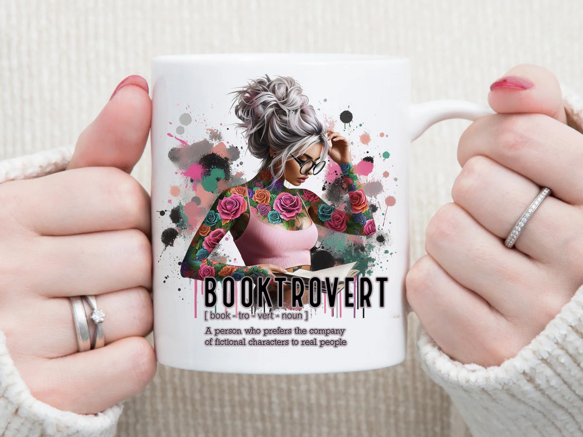 Booktrovert pink top 11 oz Mug 2Face Graphics