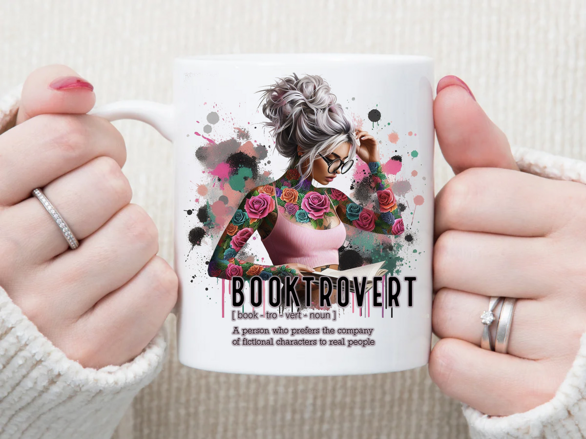 Booktrovert pink top 11 oz Mug 2Face Graphics