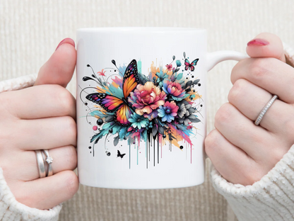 Butterfly & Flowers 11 oz Mug 2Face Graphics