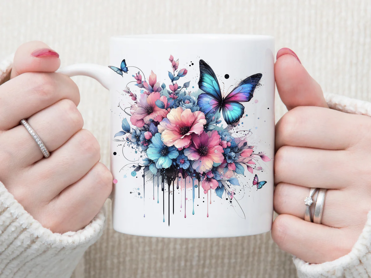 Butterflies & Flowers 11 oz Mug 2Face Graphics