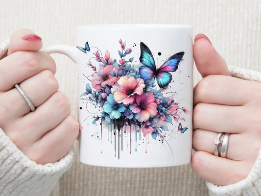 Butterflies & Flowers 11 oz Mug 2Face Graphics