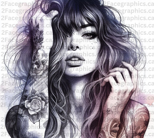 Monochrome girl serious WRAP 2Face Graphics