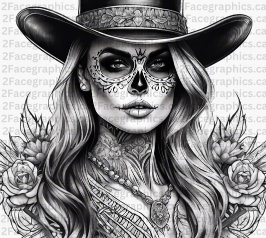 BW sugar skull girl WRAP 2Face Graphics