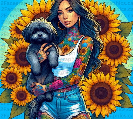 Girl with Shitsu dog WRAP 2Face Graphics