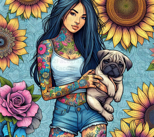 Girl with Pug dog WRAP 2Face Graphics
