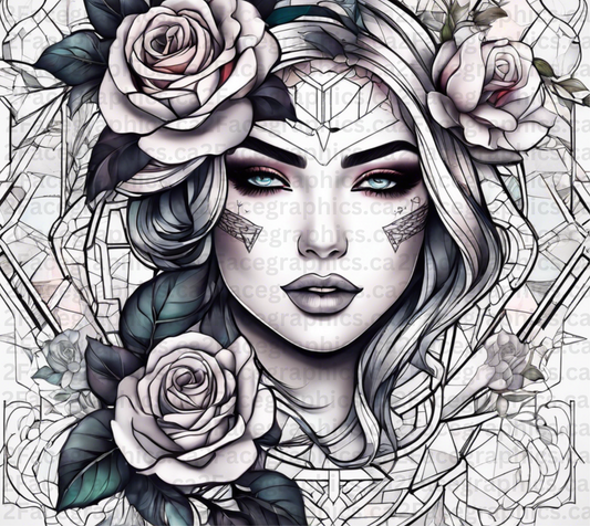 BW girl with roses WRAP 2Face Graphics