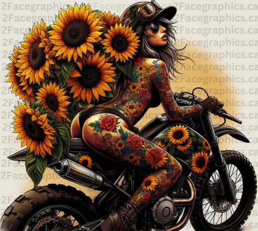Dirt bike tattoo girl with sunflowers WRAP 2Face Graphics