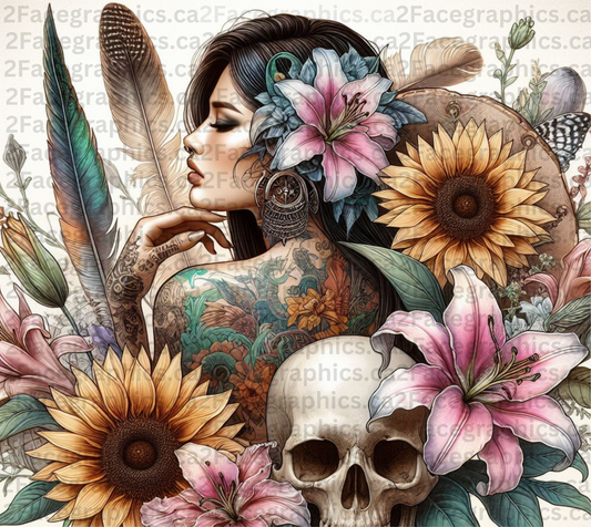 Boho style girl with feathers WRAP 2Face Graphics