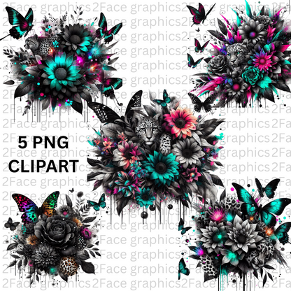 Cheetah Flower Neon 2Face Graphics