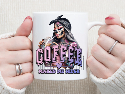 Coffee makes me nicer 11 oz Mug 2Face Graphics