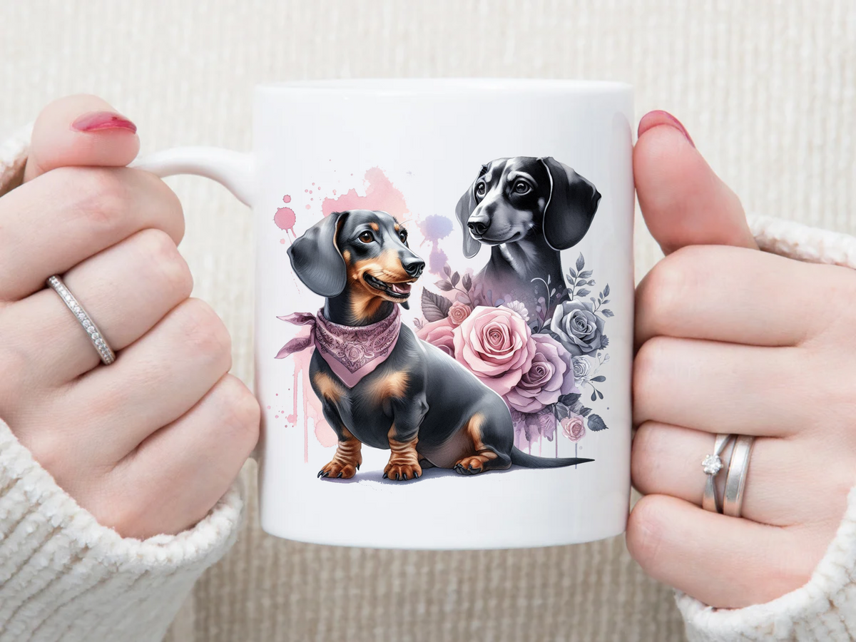 dachshund silhouette 11 oz Mug 2Face Graphics