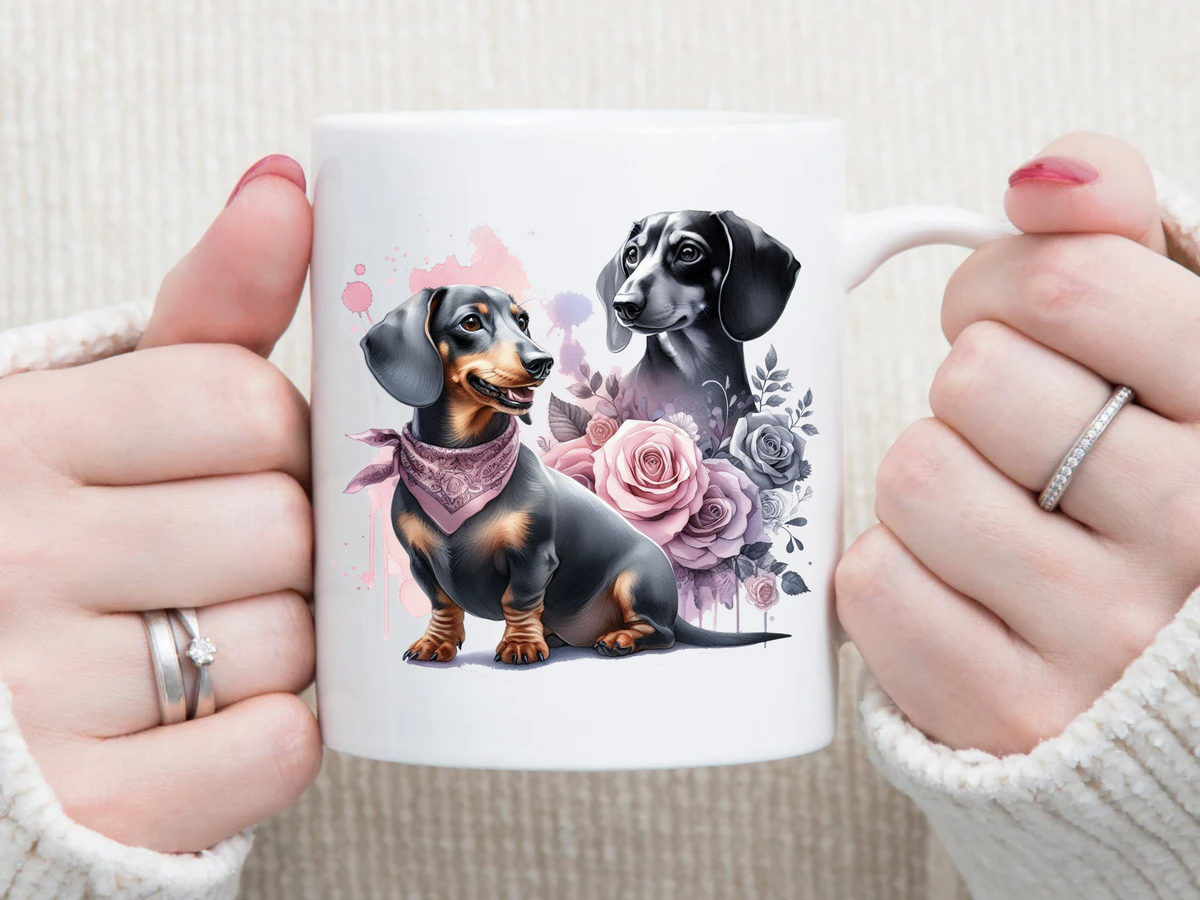 dachshund silhouette 11 oz Mug 2Face Graphics