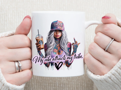 My Vibe ATTRACTS My Tribe 11 oz Mug 2Face Graphics