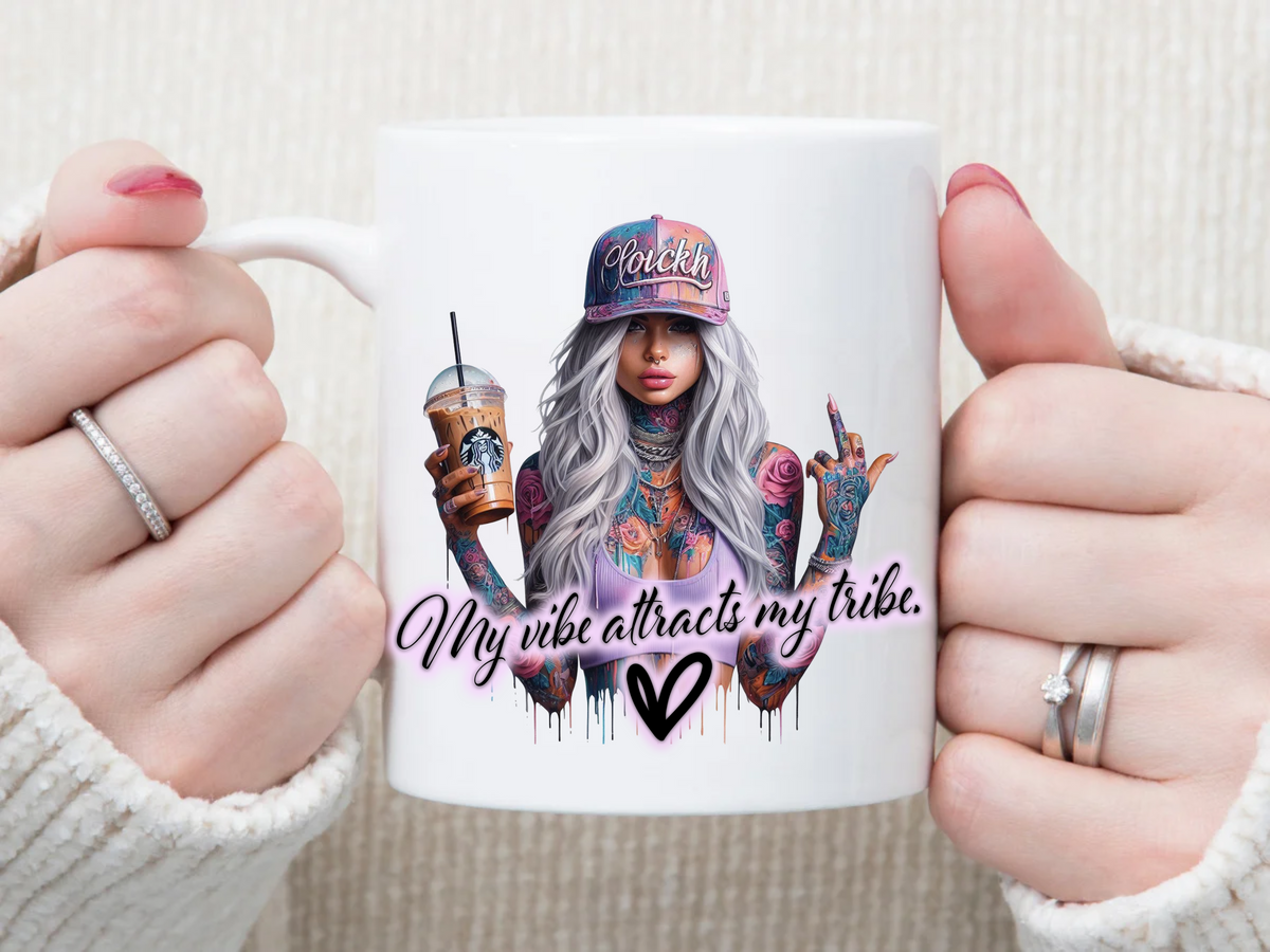 My Vibe ATTRACTS My Tribe 11 oz Mug 2Face Graphics