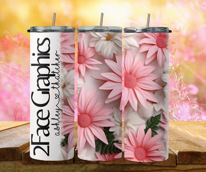 3D pink daisy 2Face Graphics