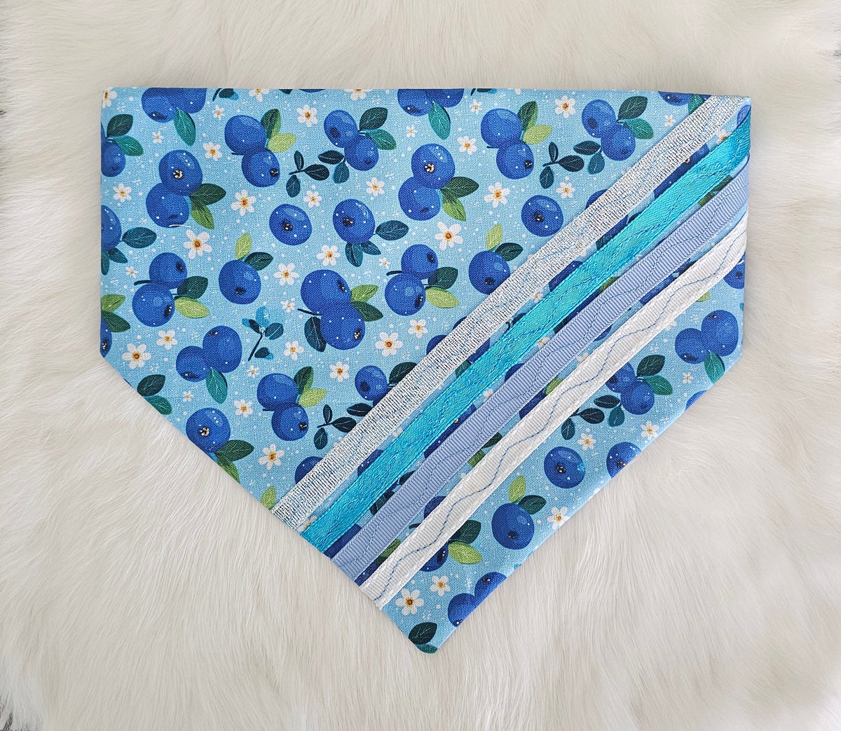 🫐 BlueBerry Theme Ribbon Pawz™ Dog Bandana 🐾 2Face Graphics