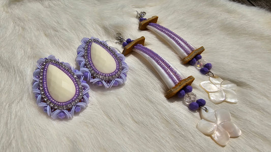 Dimond cut teardrop beaded 2 in 1 earrings 2Face Graphics