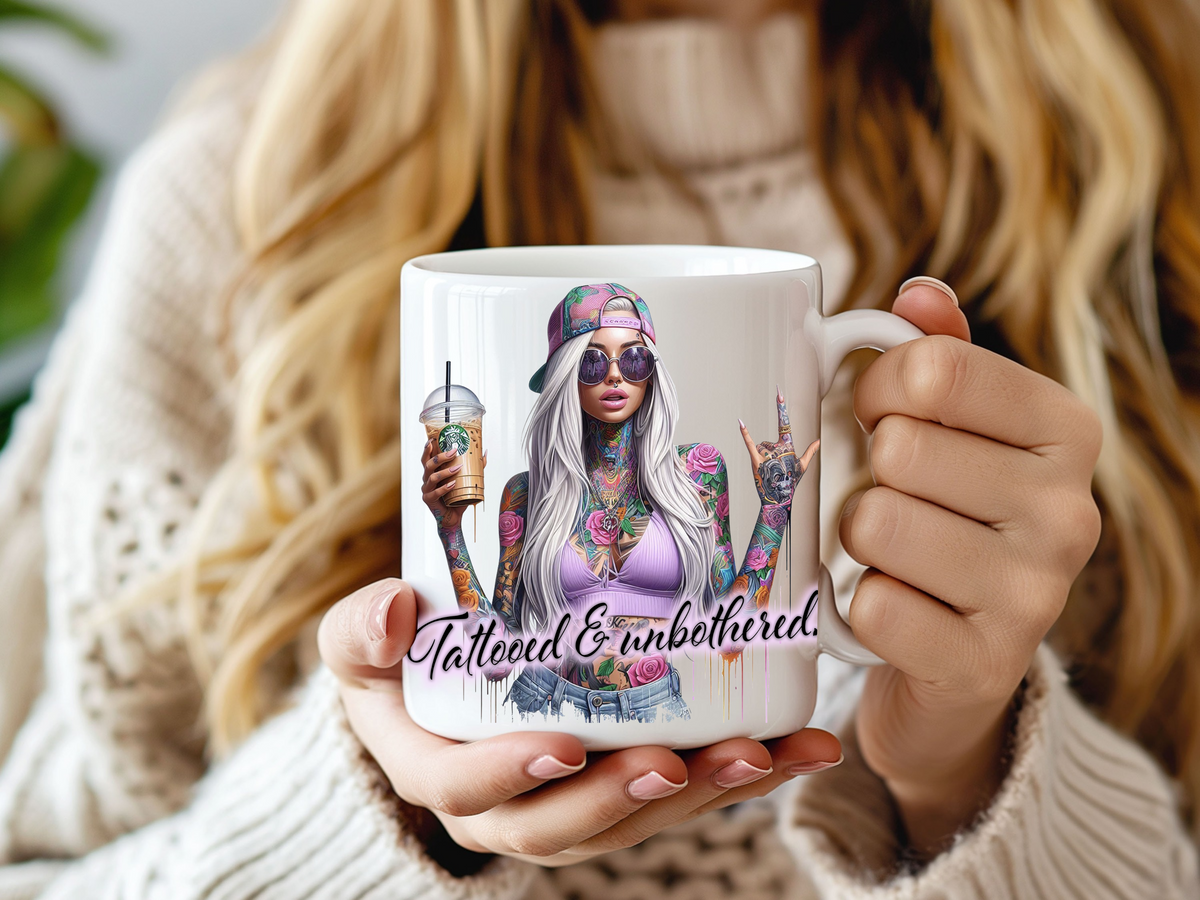 Tattooed and Unbothered 11 oz Mug 2Face Graphics
