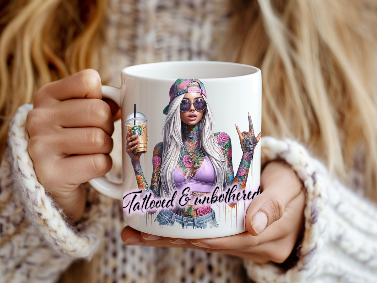 Tattooed and Unbothered 11 oz Mug 2Face Graphics